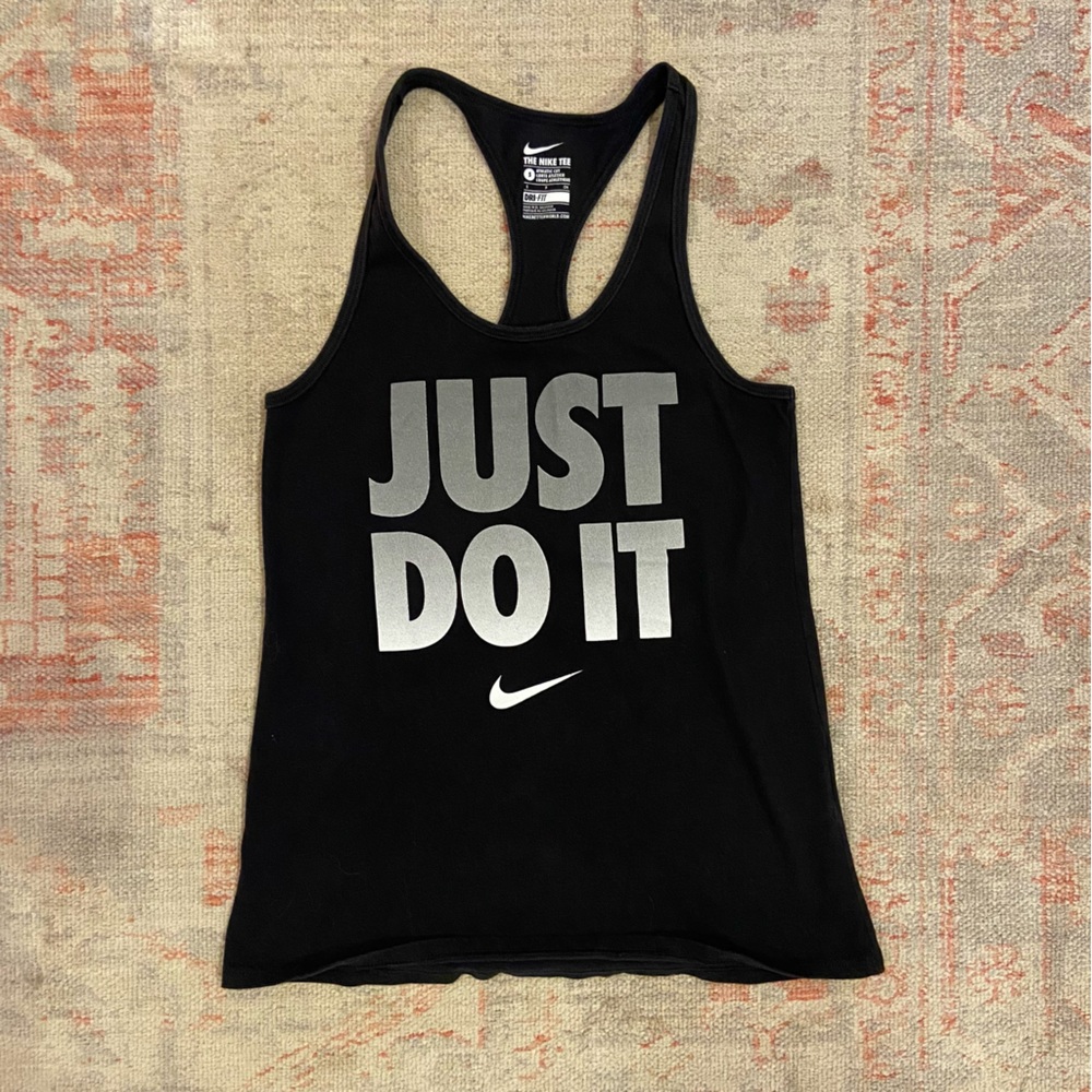 Women’s Nike Dri-Fit Black Racer-Back Tank, “Just Do It”